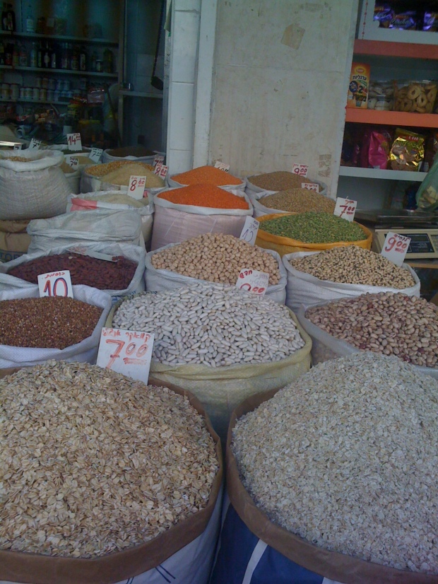 Dried beans and lentils - market place in Nazareth.