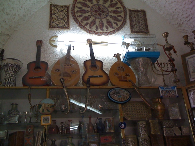 Shop selection including musical instruments.