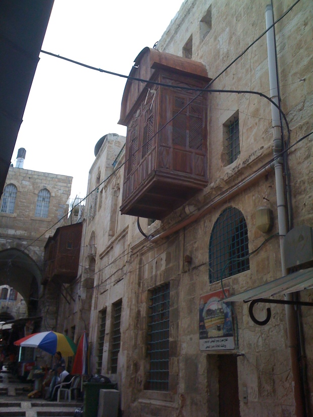 Women's enclosed wooden observation balcony - Old City Jerusalem.