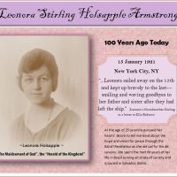 100th Anniversary of Leonora Holsapple (Armstrong)'s Departure from New York for Rio de Janeiro, Brazil